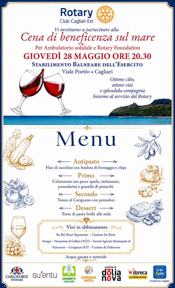 La cena di beneficenza sul mare: a Cagliari, giovedì 28 maggio, raccogliamo fondi per l'Ambulatorio solidale